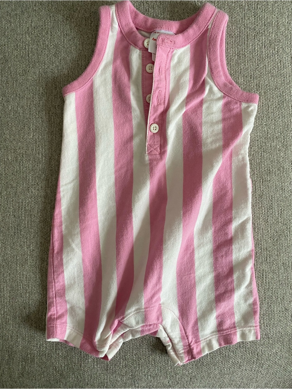 Hanna Andersson Pink and White Striped Cotton One-Piece